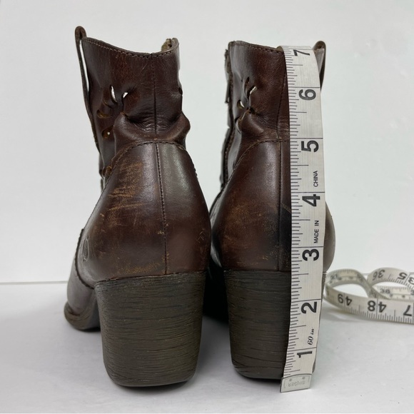 Born Ivy Brown Leather Daisy Cutout Heeled Western Boot - Picture 13 of 17